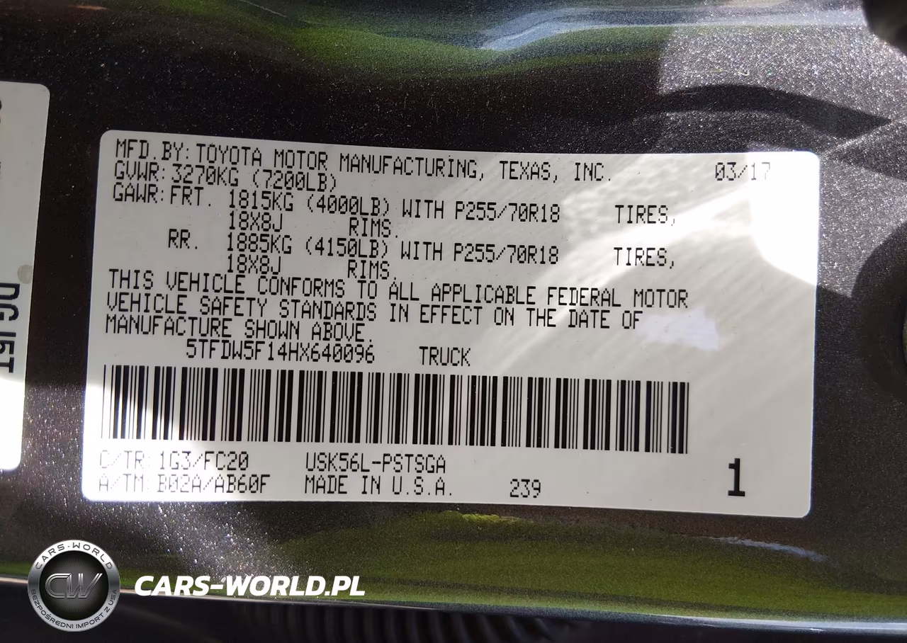 2017 Toyota Tundra Sr5 5.7L V8 VIN:5TFDW5F14HX640096 - 9
