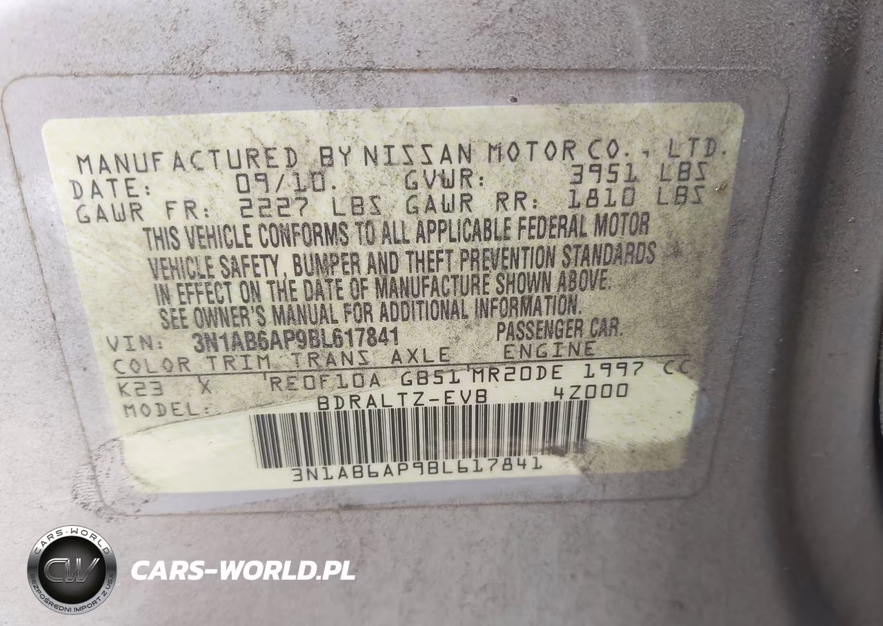 2011 Nissan Sentra 2.0S VIN:3N1AB6AP9BL617841 - 9