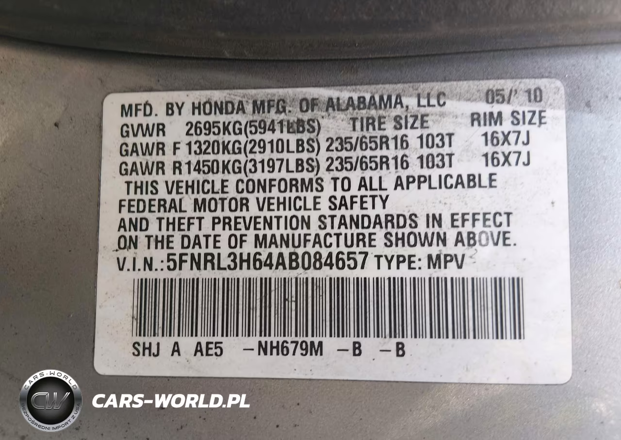 2010 Honda Odyssey Ex-L VIN:5FNRL3H64AB084657 - 9