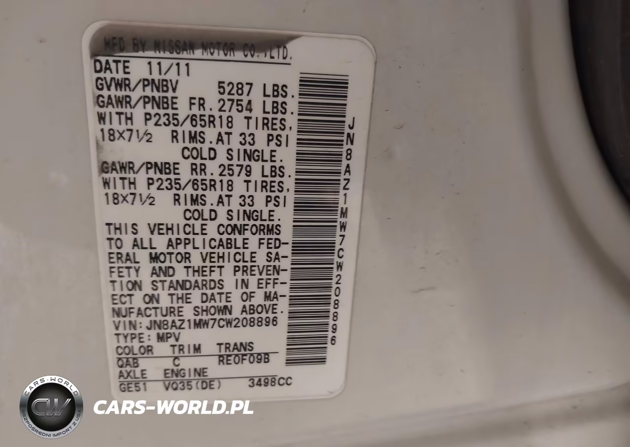 2012 Nissan Murano Sl VIN:JN8AZ1MW7CW208896 - 9