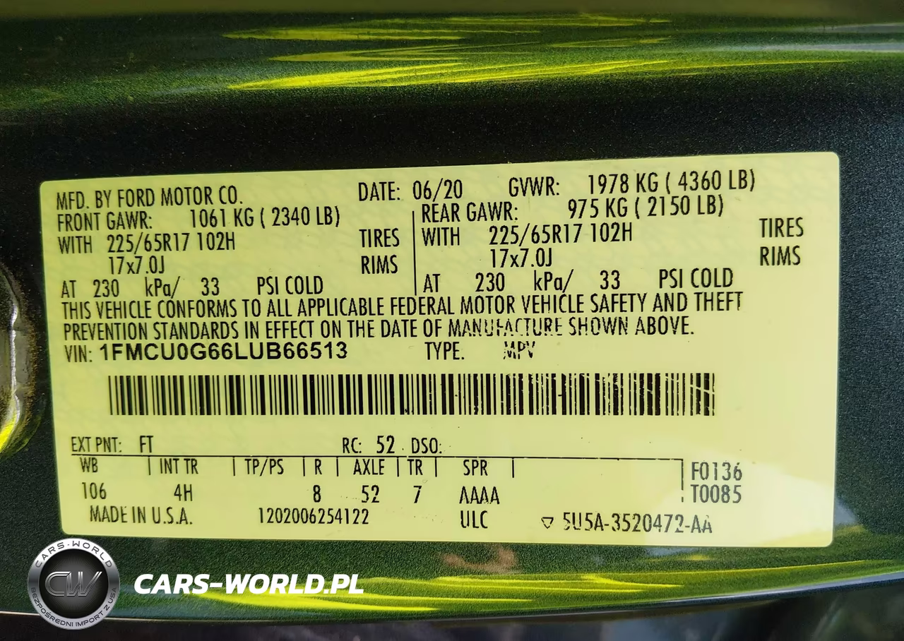 2020 Ford Escape Se VIN:1FMCU0G66LUB66513 - 9