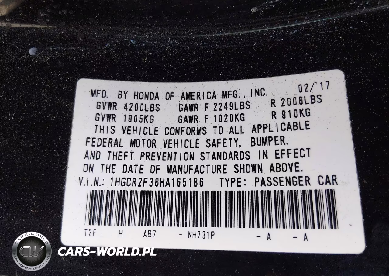 2017 Honda Accord Lx VIN:1HGCR2F38HA165186 - 9