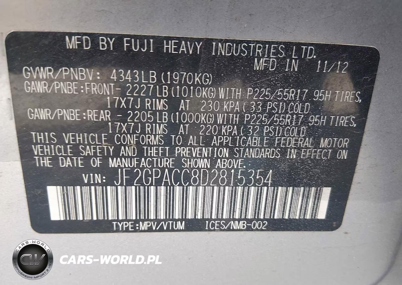 2013 Subaru Xv Crosstrek 2.0I Premium VIN:JF2GPACC8D2815354 - 9