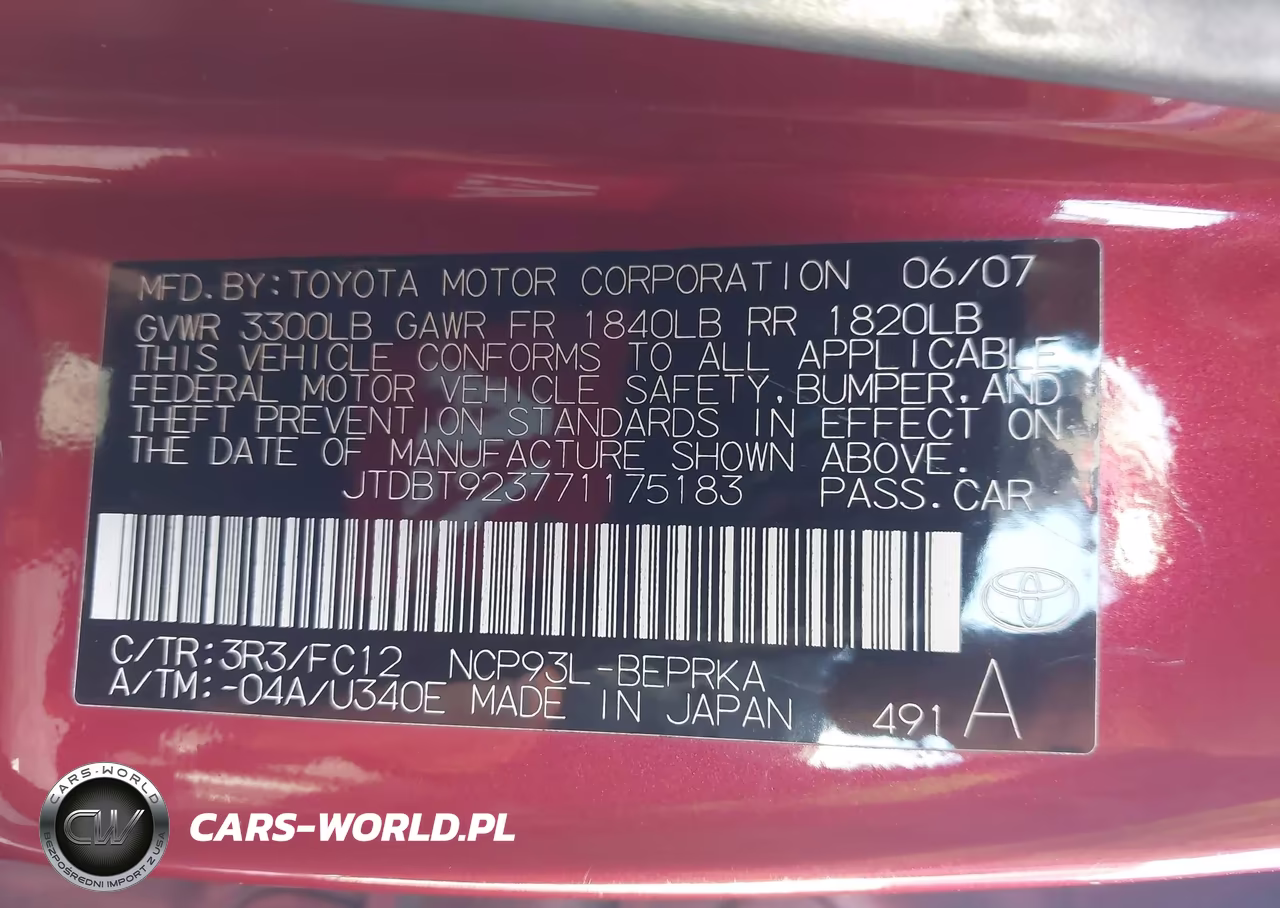 2007 Toyota Yaris VIN:JTDBT923771175183 - 9