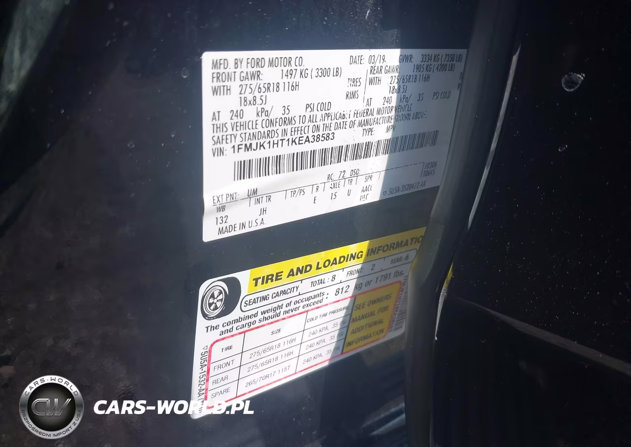 2019 Ford Expedition Max Xlt VIN:1FMJK1HT1KEA38583 - 9