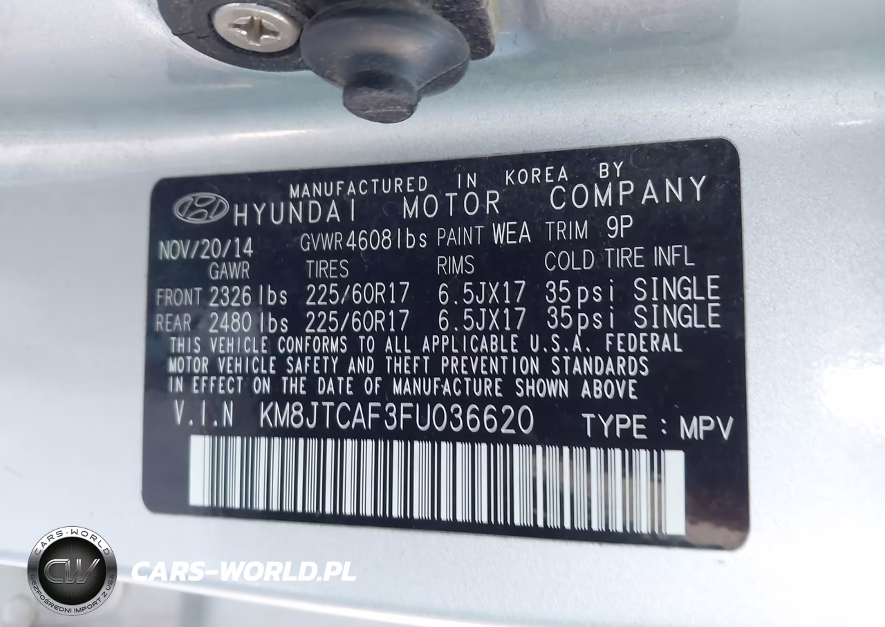 2015 Hyundai Tucson Gls VIN:KM8JTCAF3FU036620 - 9