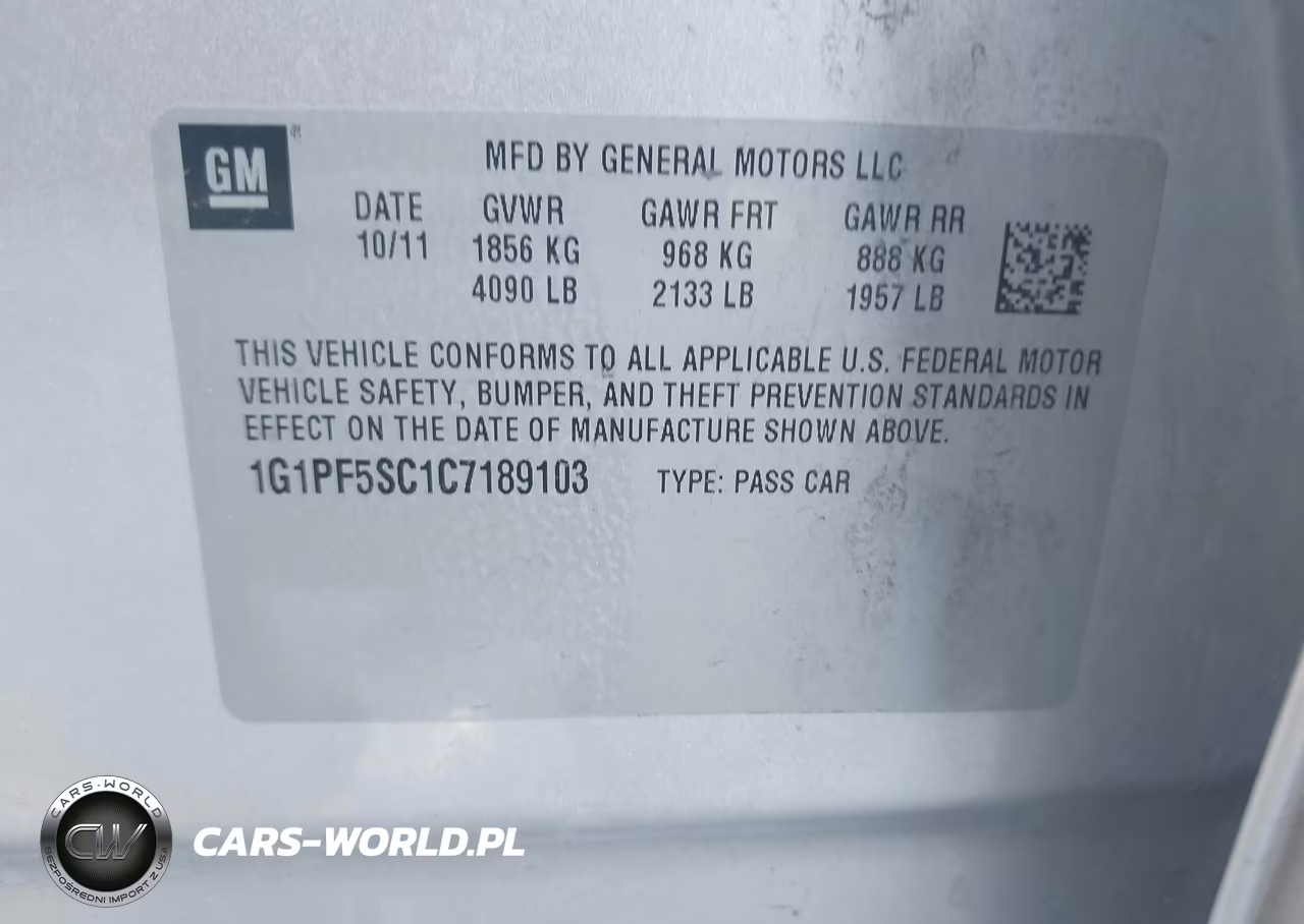 2012 Chevrolet Cruze 1Lt VIN:1G1PF5SC1C7189103 - 9