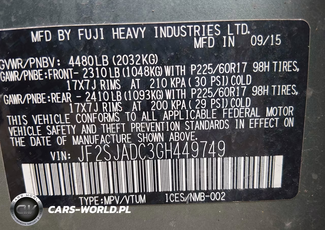 2016 Subaru Forester 2.5I Premium VIN:JF2SJADC3GH449749 - 9