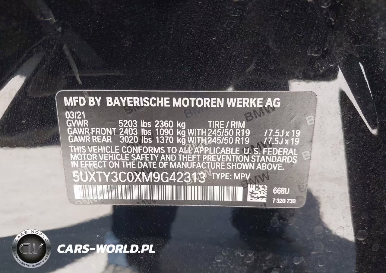 2021 BMW X3 Sdrive30I VIN:5UXTY3C0XM9G42313 - 9