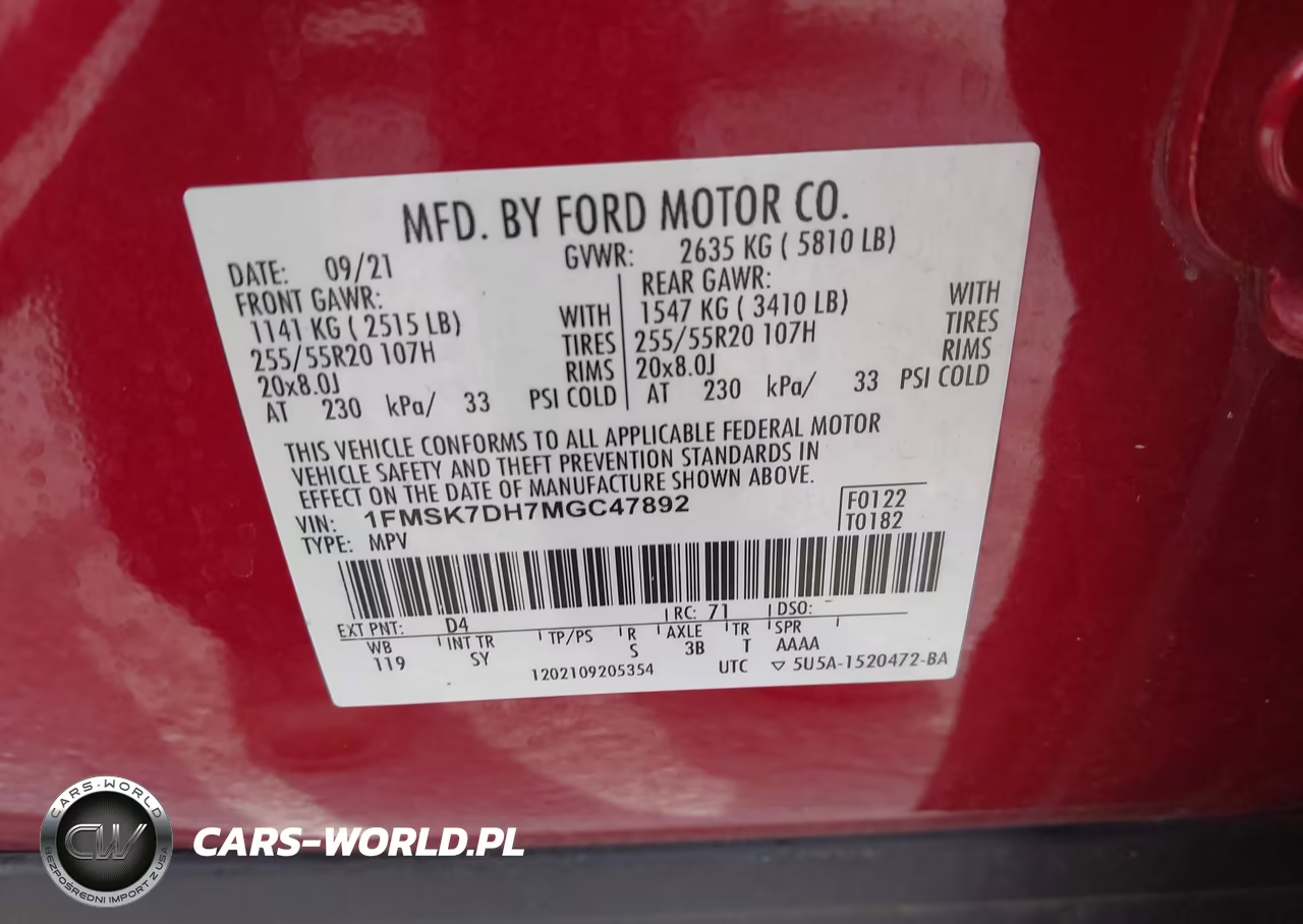 2021 Ford Explorer Xlt VIN:1FMSK7DH7MGC47892 - 9