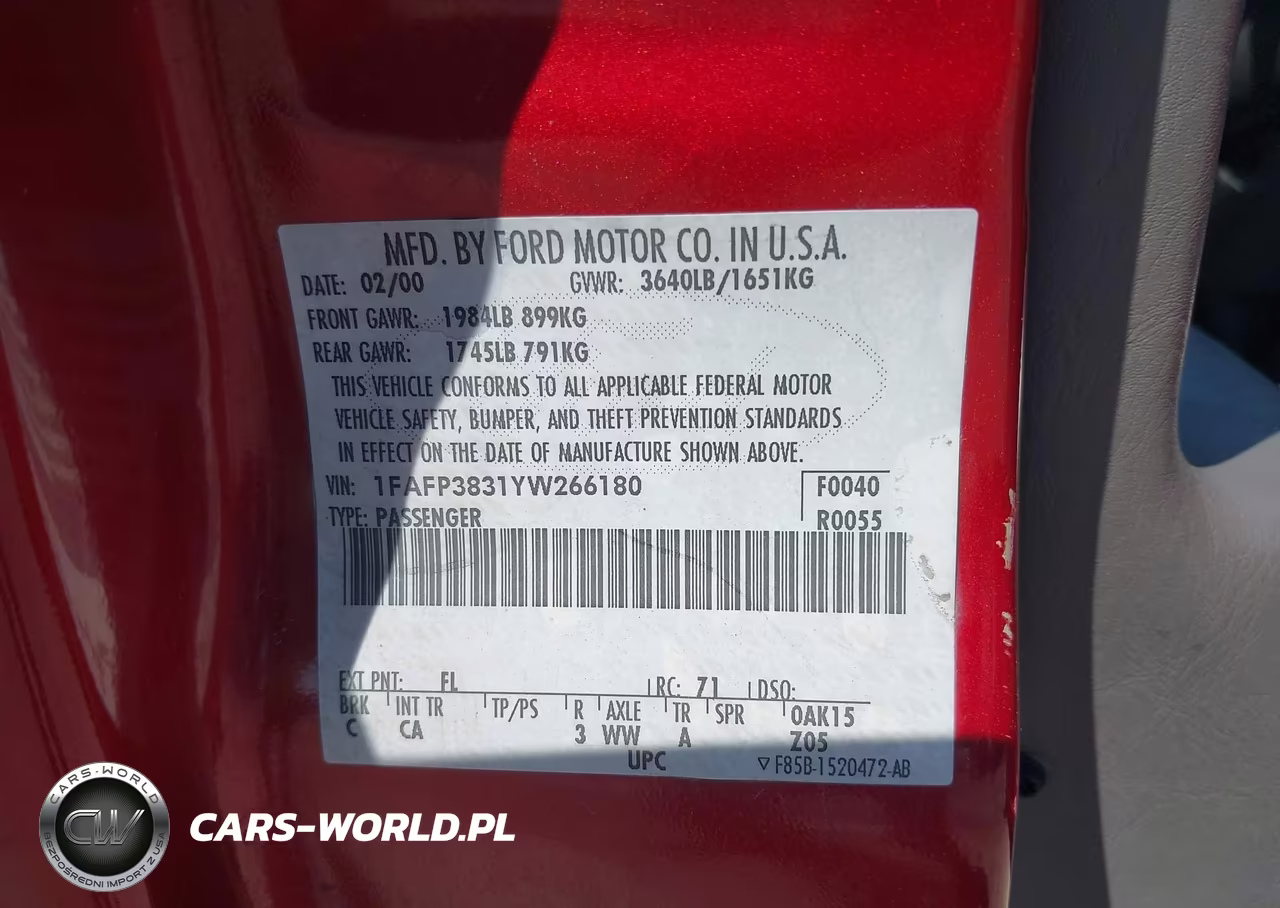 2000 Ford Focus Zts VIN:1FAFP3831YW266180 - 9
