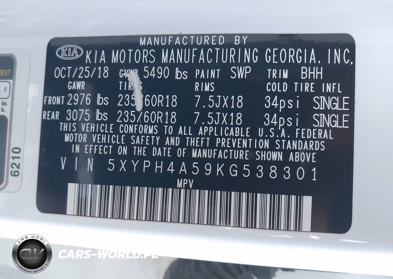 2019 Kia Sorento 3.3L Ex VIN:5XYPH4A59KG538301 - 9