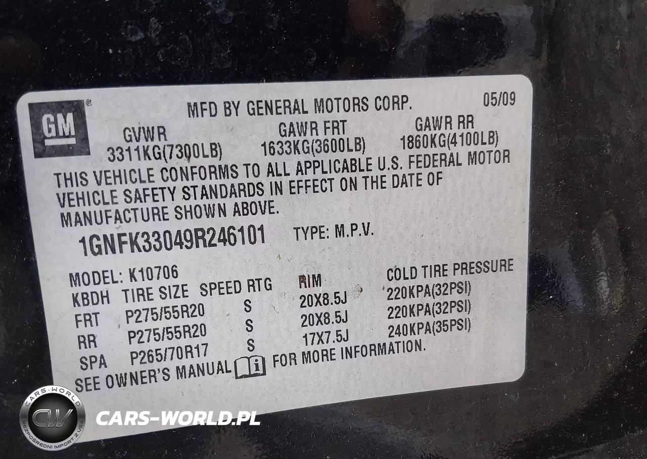 2009 Chevrolet Tahoe Ltz VIN:1GNFK33049R246101 - 9