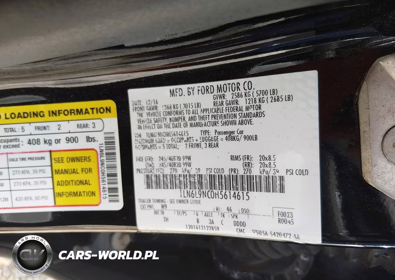 2017 Lincoln Continental Reserve VIN:1LN6L9NC0H5614615 - 9