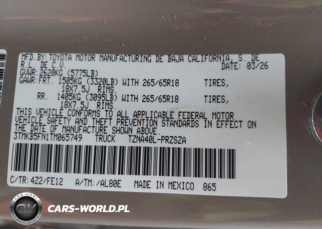 2026 Toyota Tacoma Trd Sport VIN:3TMKB5FN1TM065749 - 9