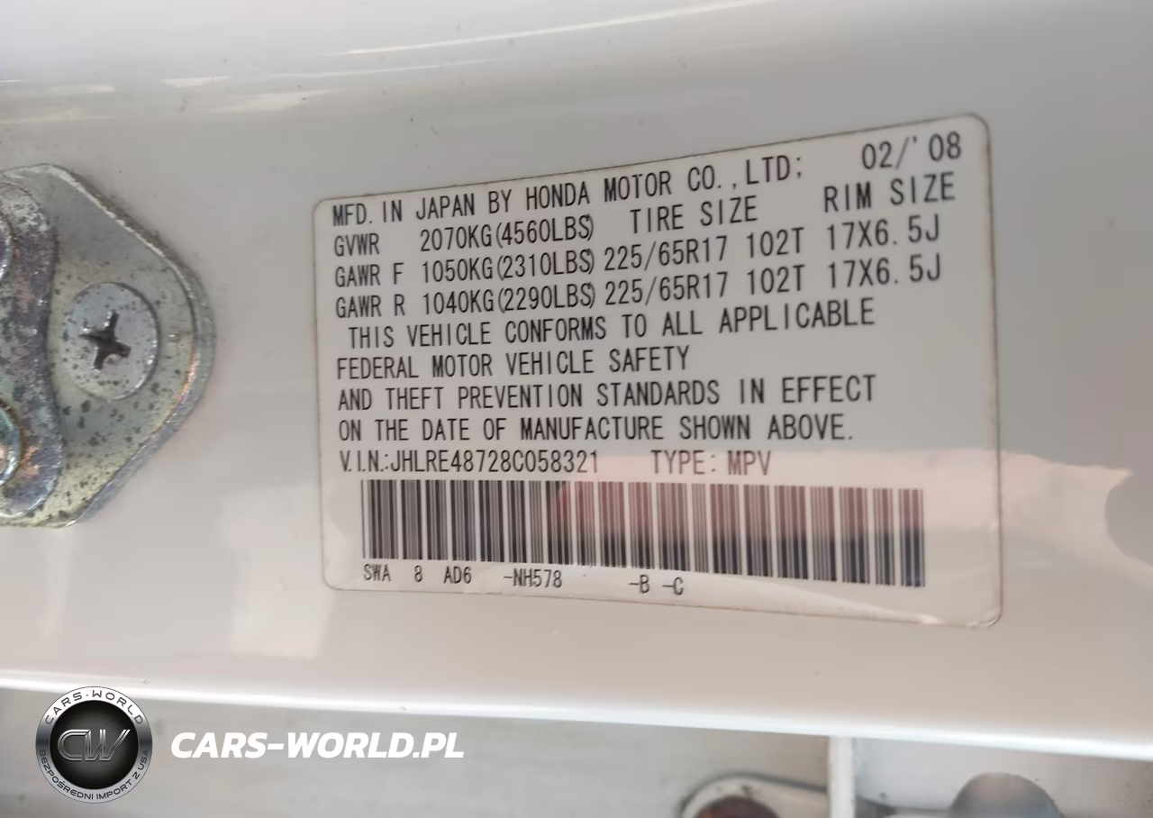 2008 Honda Cr-V Ex-L VIN:JHLRE48728C058321 - 9