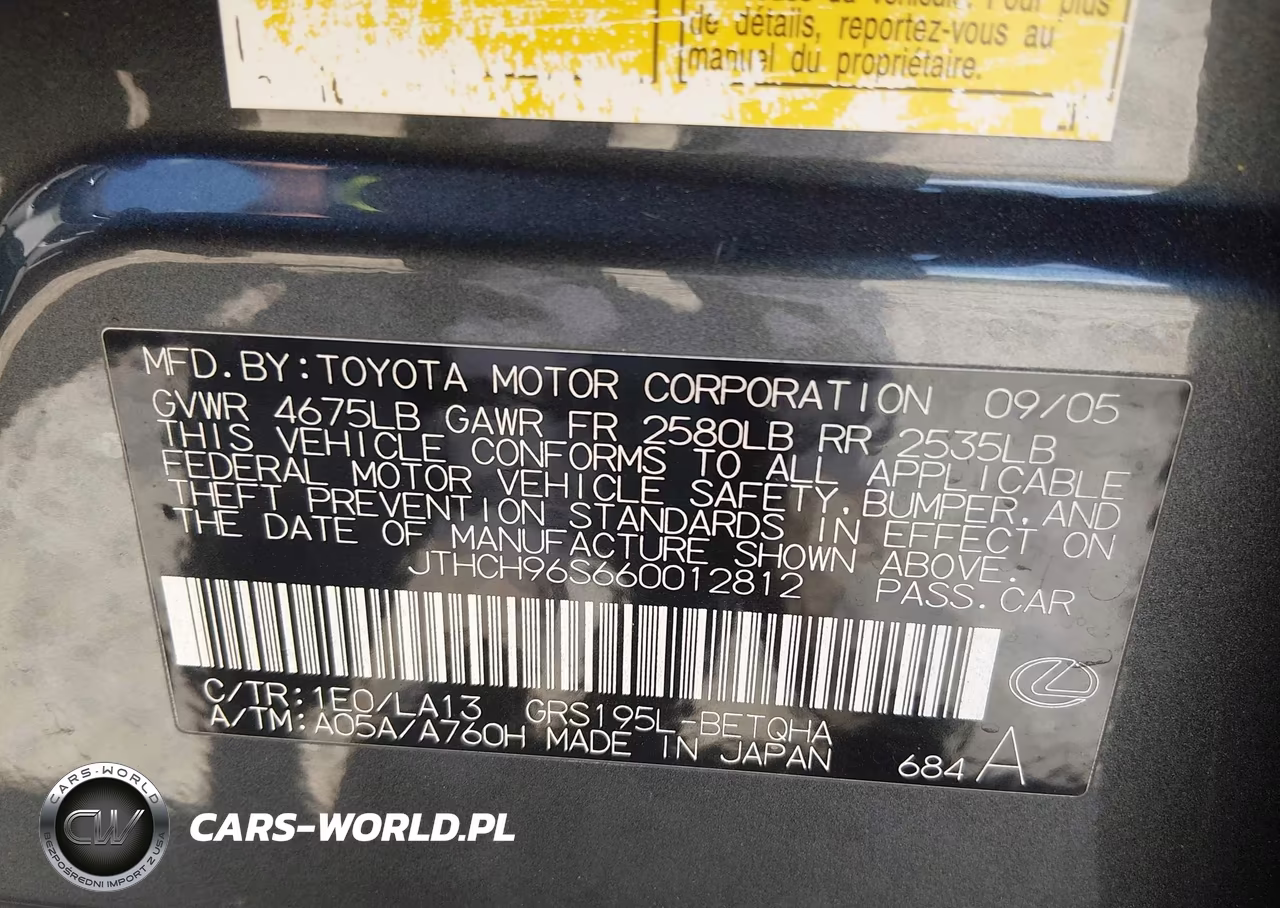 2006 Lexus Gs 300 VIN:JTHCH96S660012812 - 9