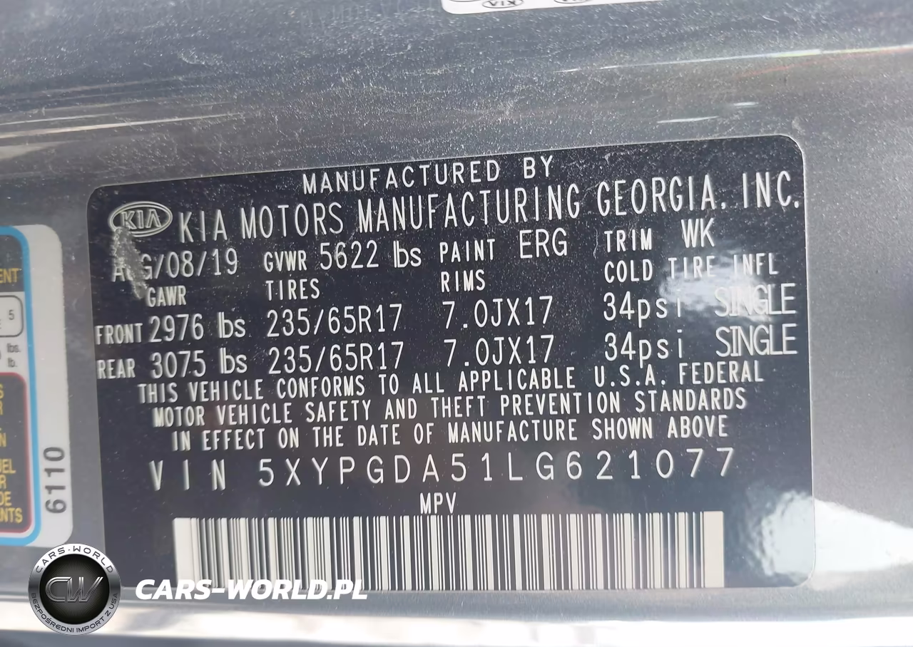 2020 Kia Sorento 3.3L Lx VIN:5XYPGDA51LG621077 - 9