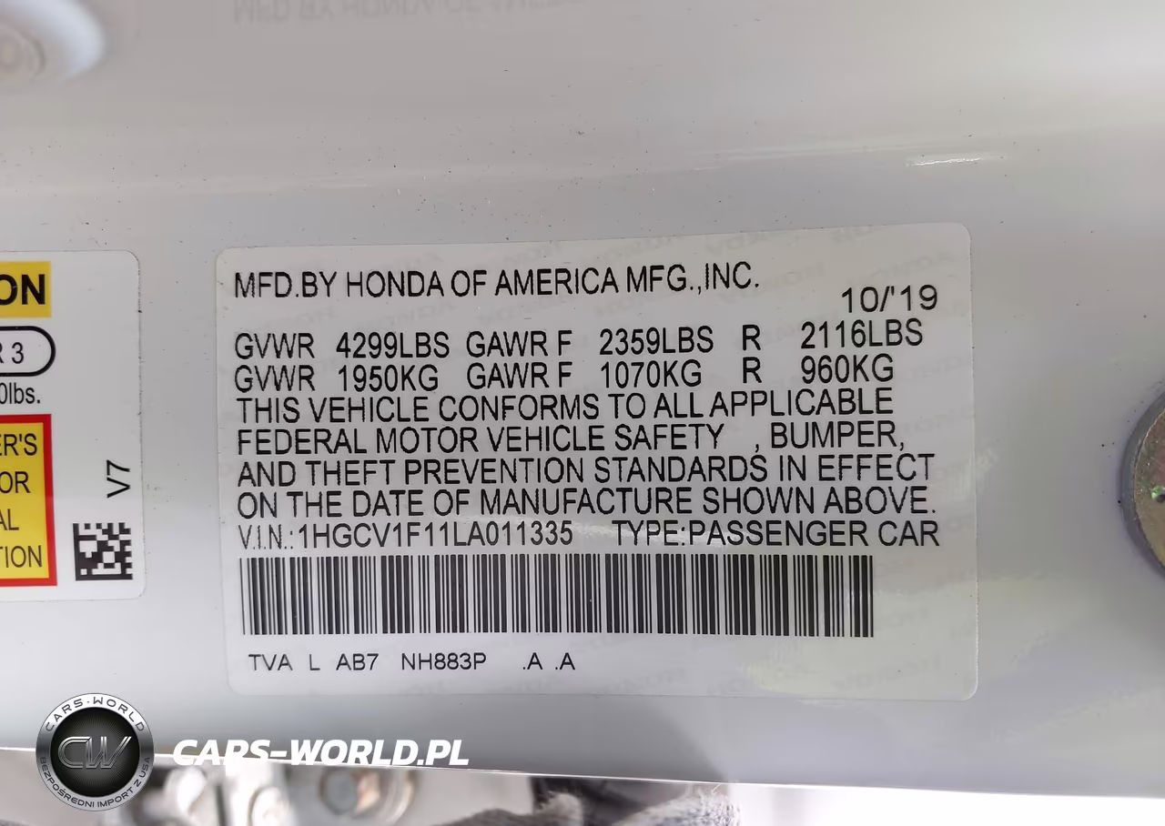 2020 Honda Accord Lx VIN:1HGCV1F11LA011335 - 9