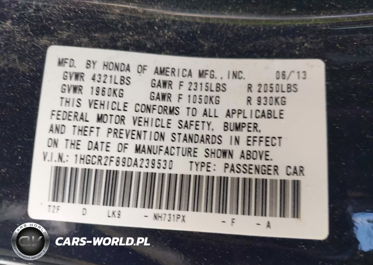 2013 Honda Accord Ex-L VIN:1HGCR2F89DA239530 - 9