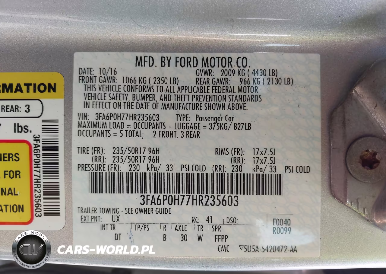 2017 Ford Fusion Se VIN:3FA6P0H77HR235603 - 9