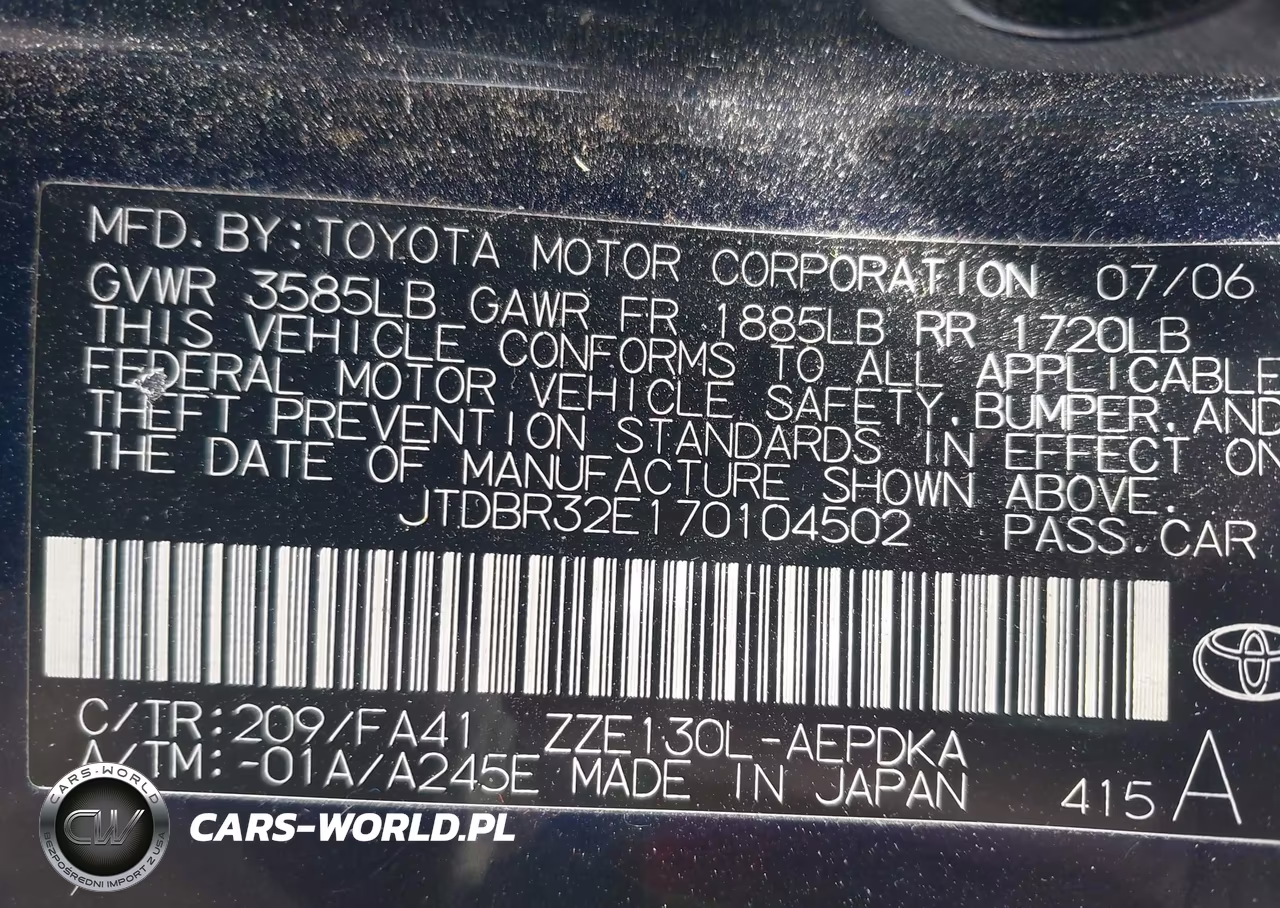 2007 Toyota Corolla Ce VIN:JTDBR32E170104502 - 9
