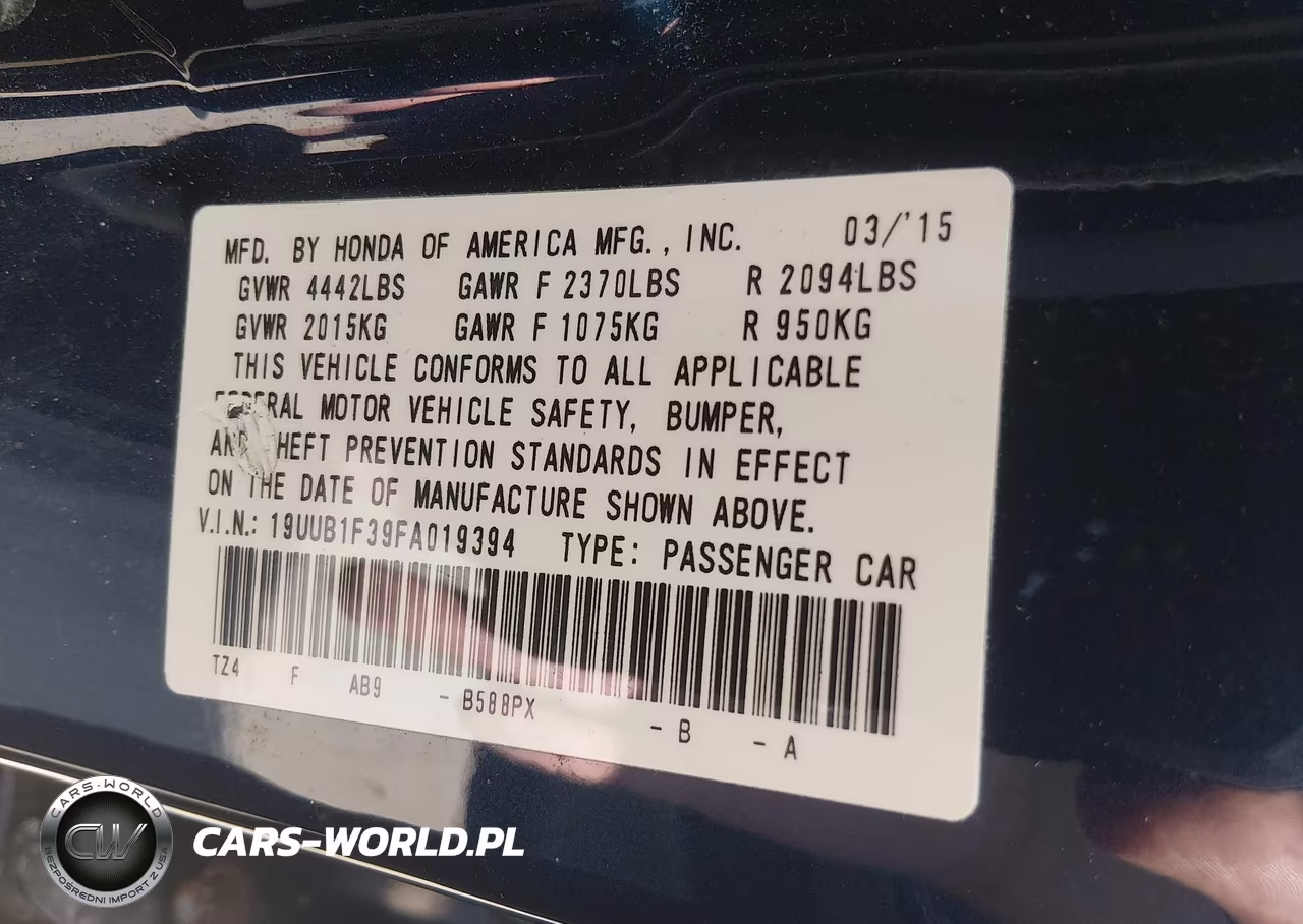 2015 Acura Tlx VIN:19UUB1F39FA019394 - 9