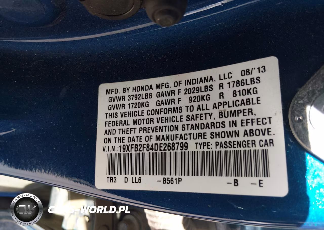 2013 Honda Civic Ex VIN:19XFB2F84DE268799 - 9