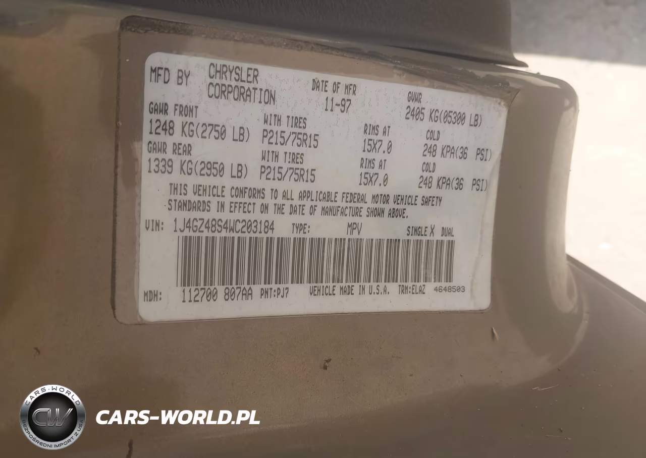 1998 Jeep Grand Cherokee Laredo VIN:1J4GZ48S4WC203184 - 9