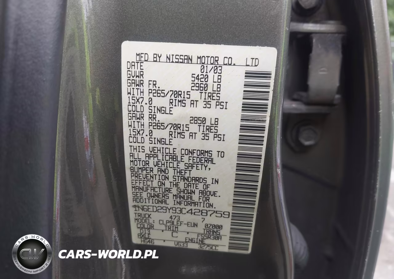 2003 Nissan Frontier 4Wd Xe VIN:1N6ED29Y93C428759 - 9