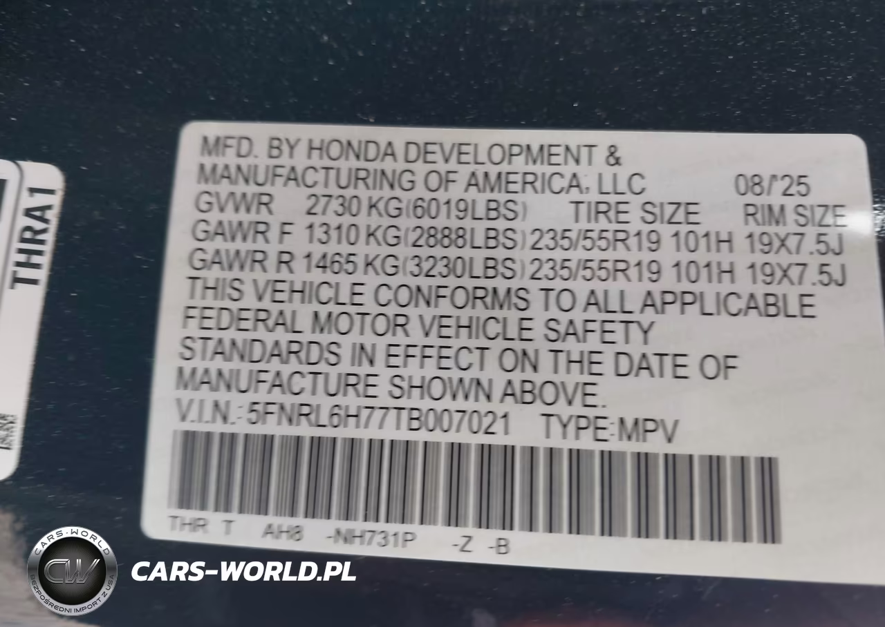 2026 Honda Odyssey Sport-L VIN:5FNRL6H77TB007021 - 9