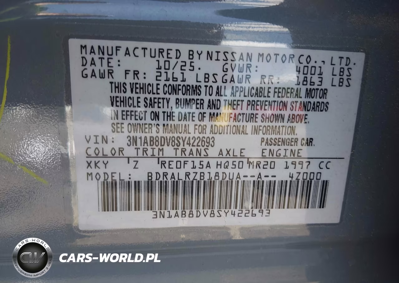 2025 Nissan Sentra Sr VIN:3N1AB8DV8SY422693 - 9