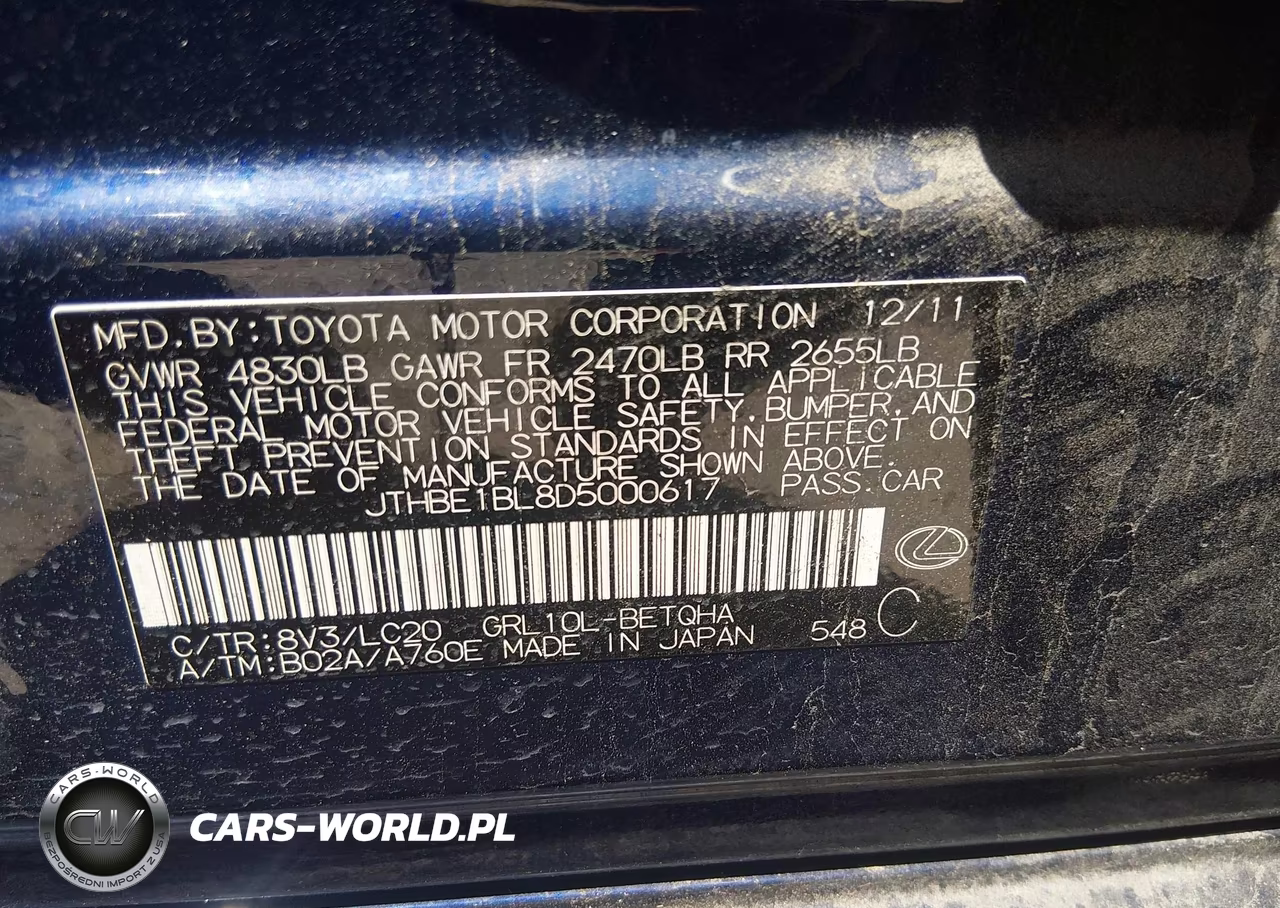 2013 Lexus Gs 350 VIN:JTHBE1BL8D5000617 - 9