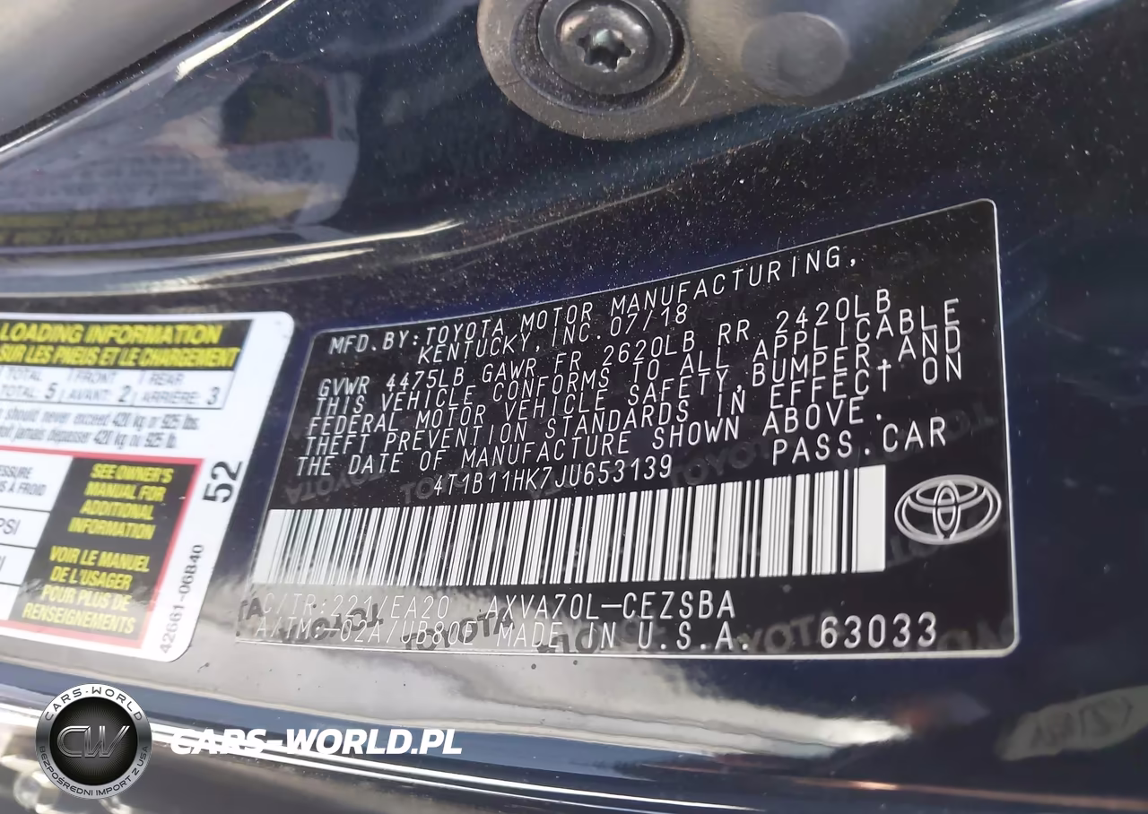 2018 Toyota Camry Se VIN:4T1B11HK7JU653139 - 9