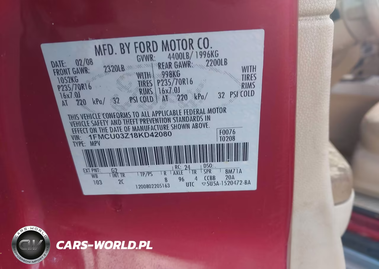 2008 Ford Escape Xlt VIN:1FMCU03Z18KD42080 - 9
