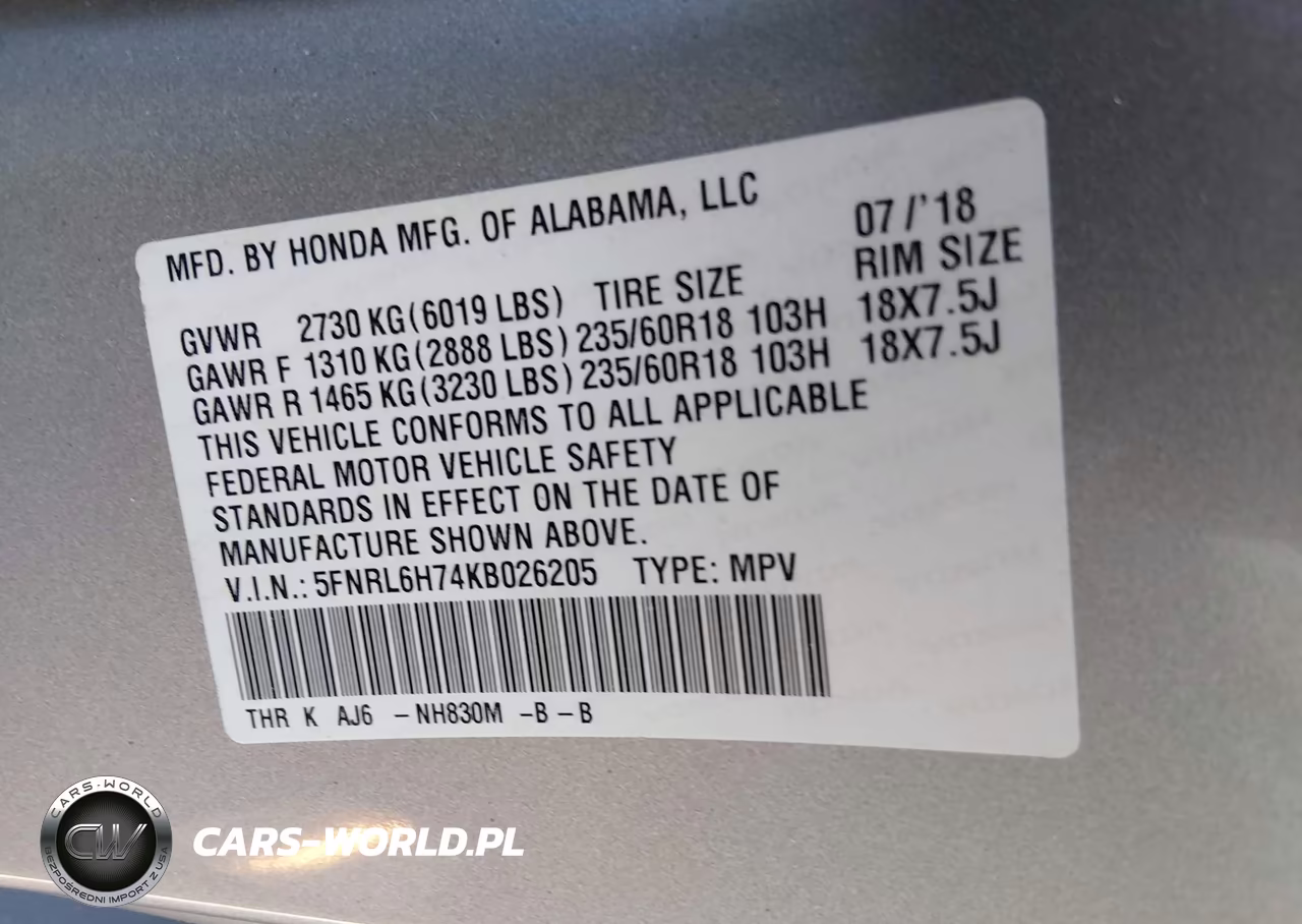 2019 Honda Odyssey Ex-L VIN:5FNRL6H74KB026205 - 9