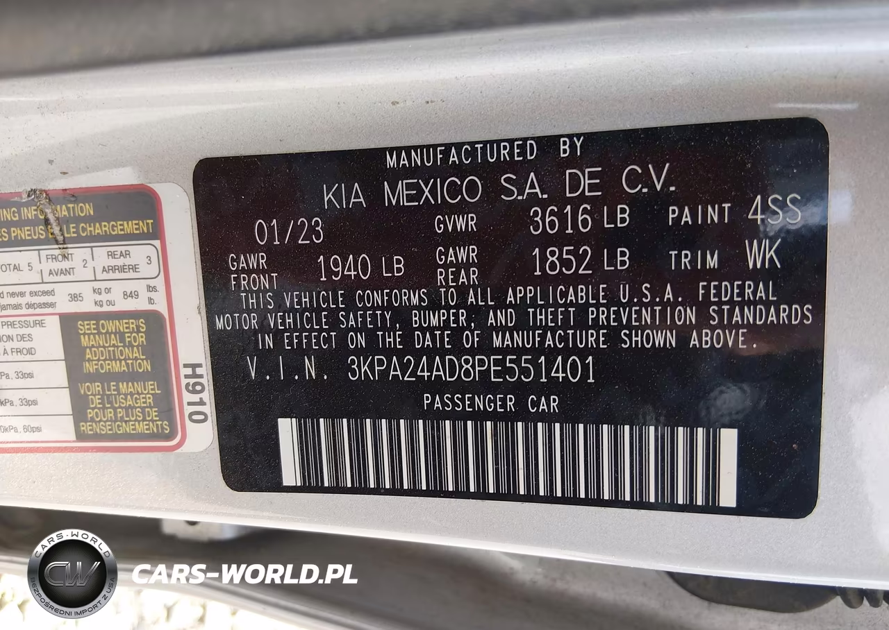 2023 Kia Rio Lx VIN:3KPA24AD8PE551401 - 9