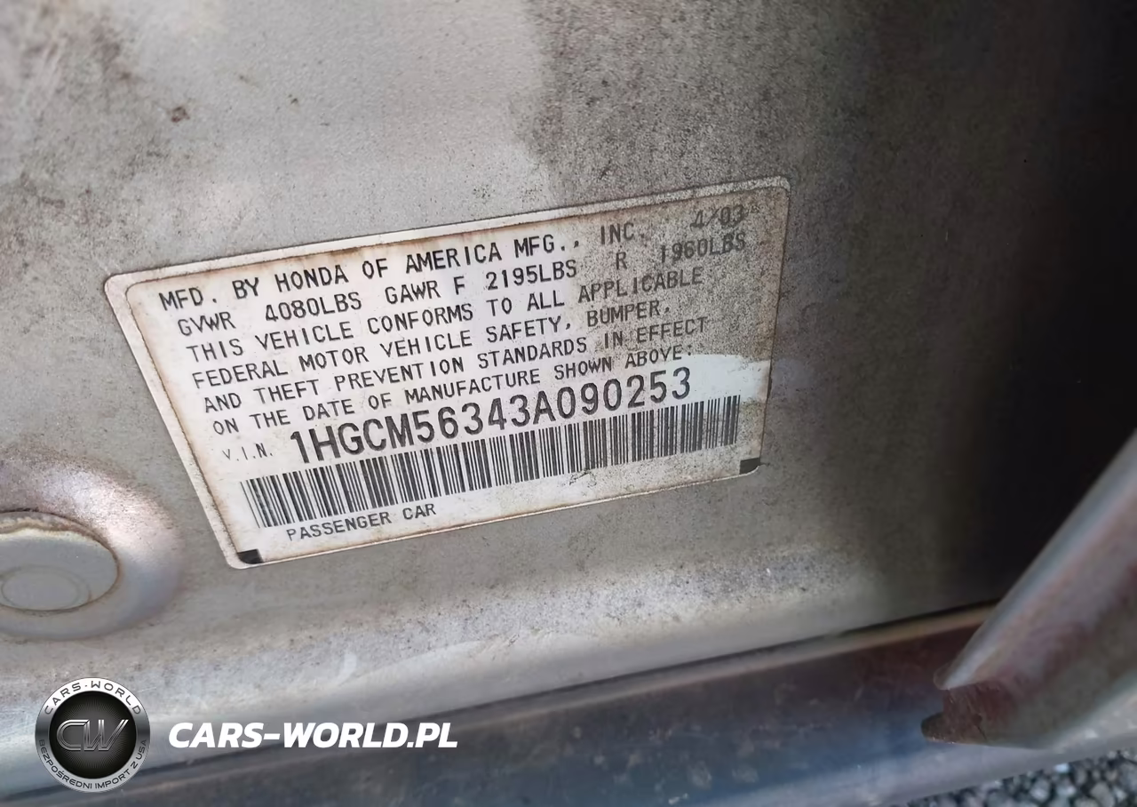 2003 Honda Accord Sdn Lx VIN:1HGCM56343A090253 - 9