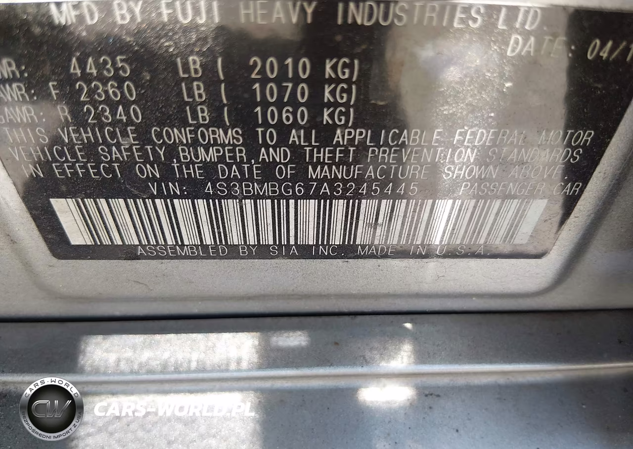 2010 Subaru Legacy 2.5I Premium VIN:4S3BMBG67A3245445 - 9