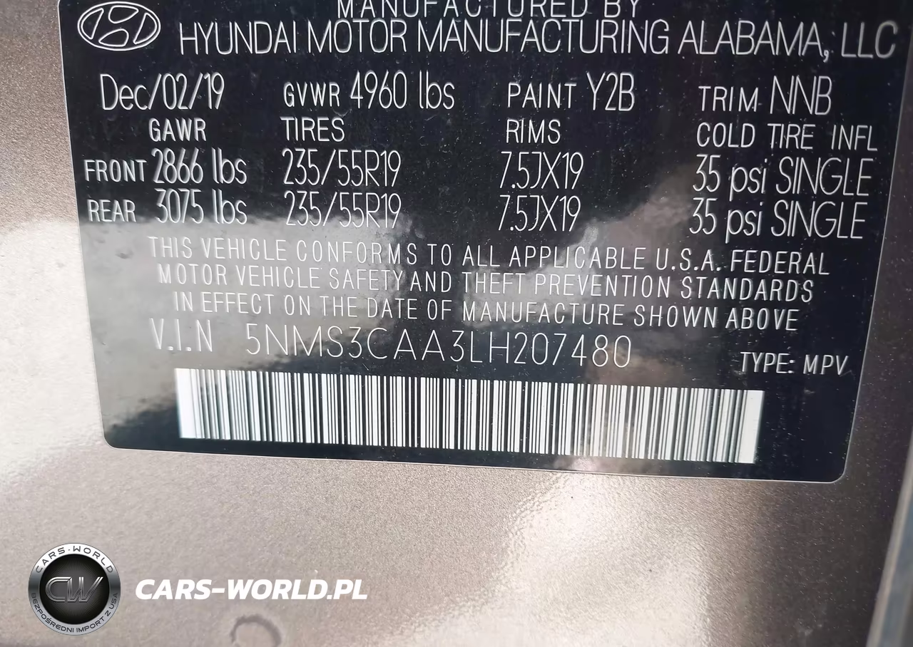 2020 Hyundai Santa Fe Sel 2.0T VIN:5NMS3CAA3LH207480 - 9