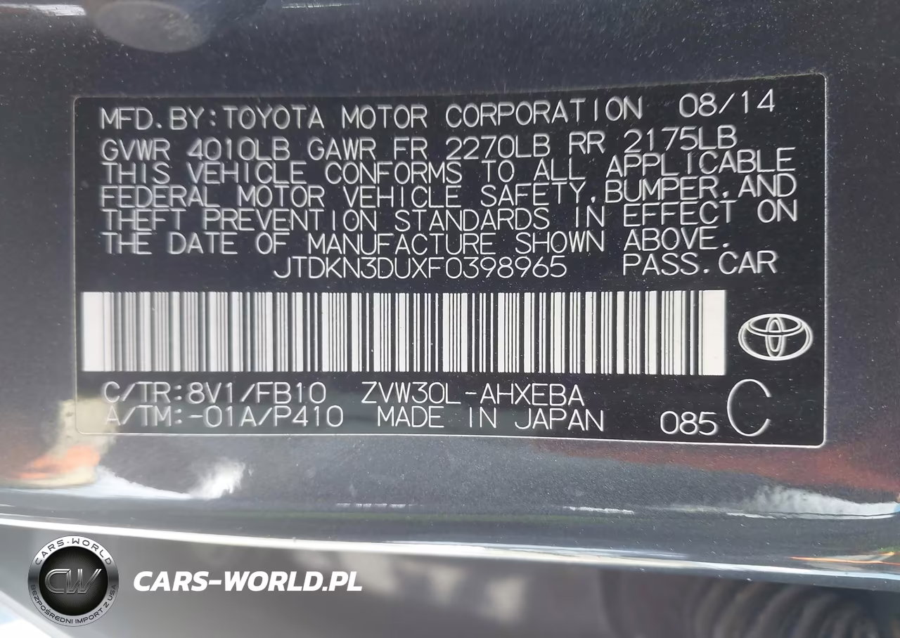 2015 Toyota Prius Three VIN:JTDKN3DUXF0398965 - 9