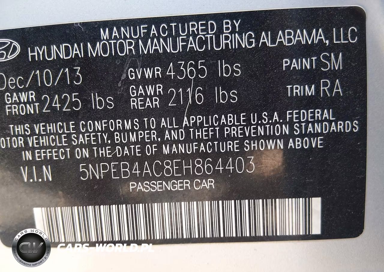 2014 Hyundai Sonata Gls VIN:5NPEB4AC8EH864403 - 9
