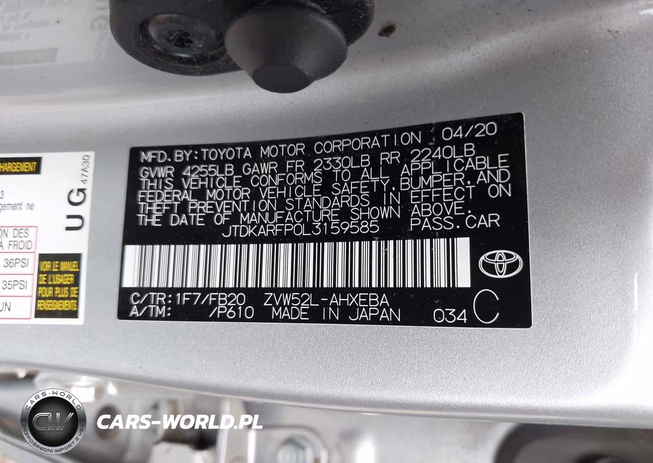2020 Toyota Prius Prime Le VIN:JTDKARFP0L3159585 - 9