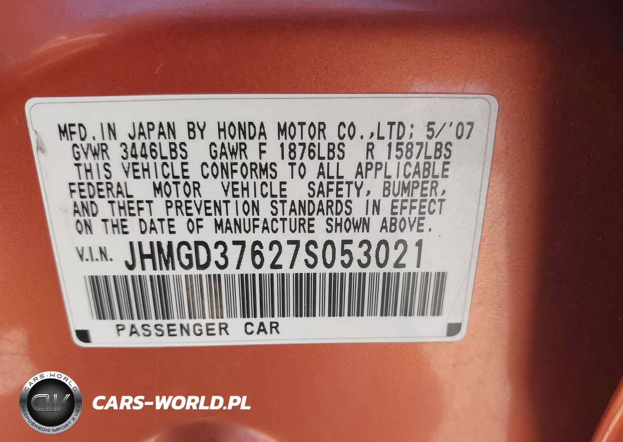 2007 Honda Fit Sport VIN:JHMGD37627S053021 - 9
