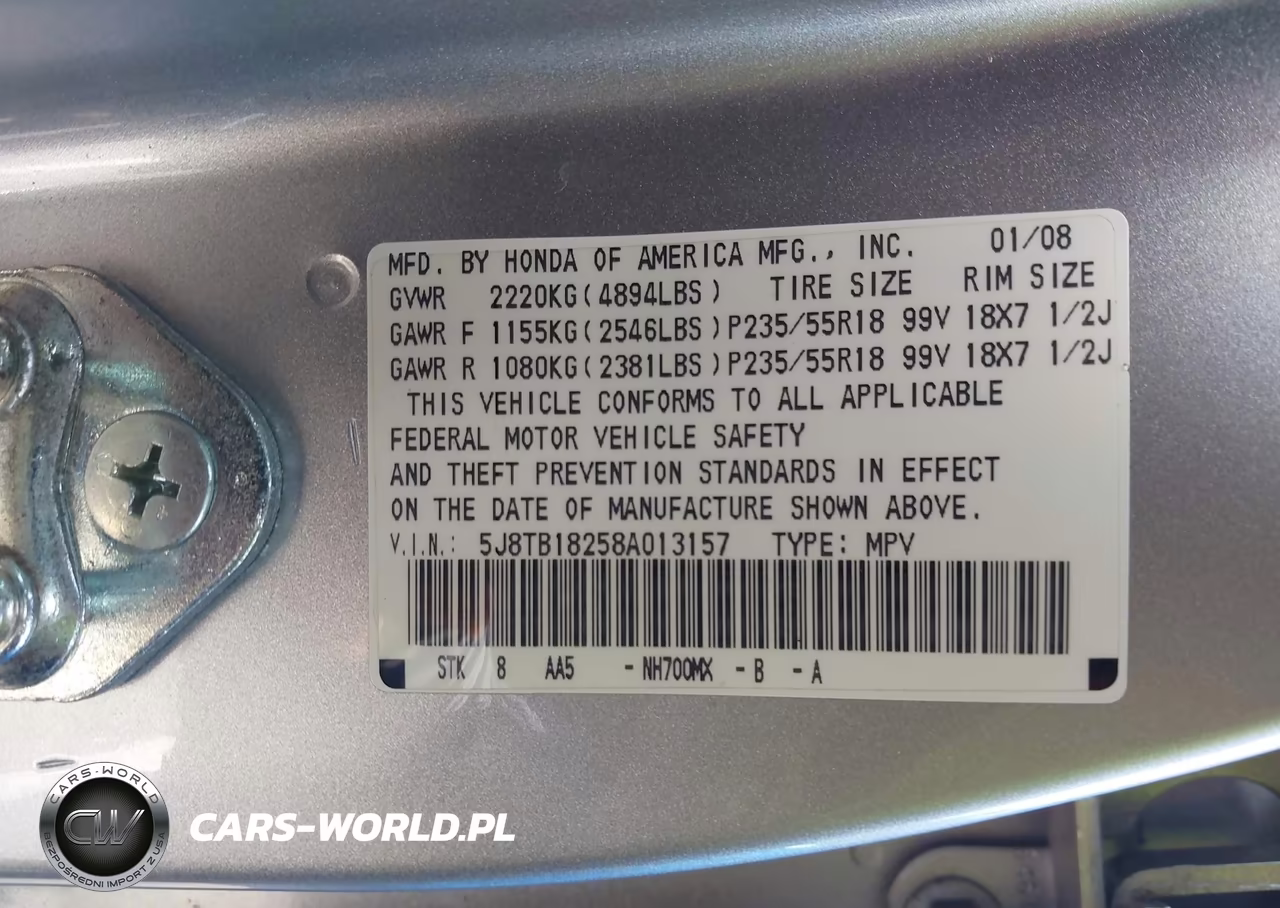 2008 Acura Rdx VIN:5J8TB18258A013157 - 9