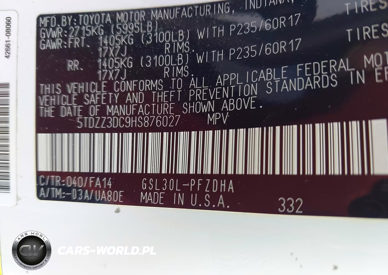 2017 Toyota Sienna L 7 Passenger VIN:5TDZZ3DC9HS876027 - 9