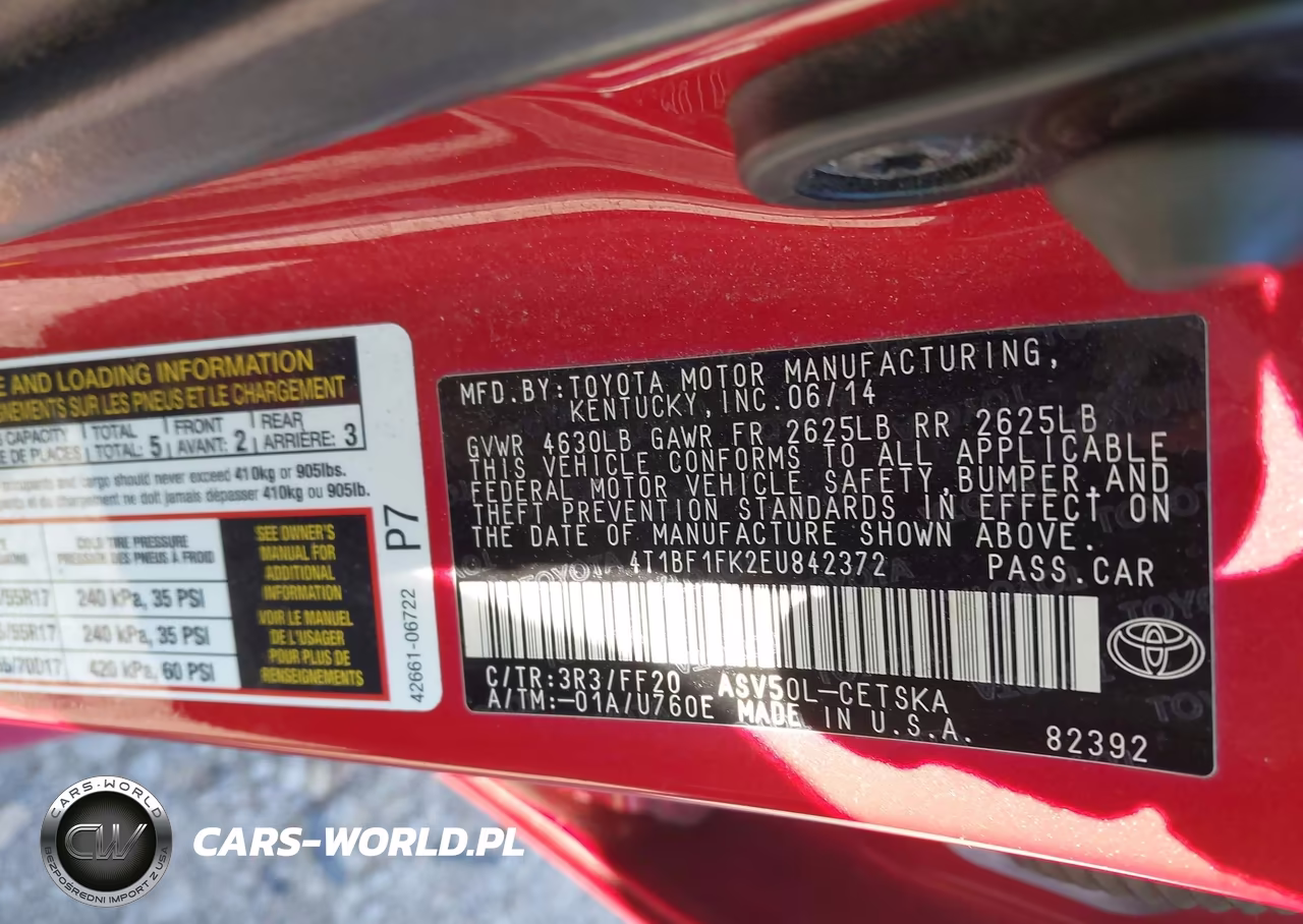2014 Toyota Camry Se VIN:4T1BF1FK2EU842372 - 9