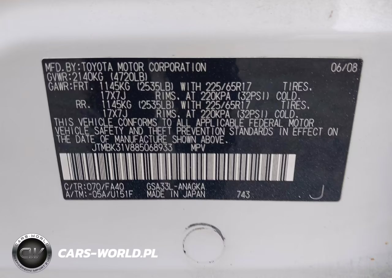 2008 Toyota Rav4 Limited V6 VIN:JTMBK31V885068933 - 9