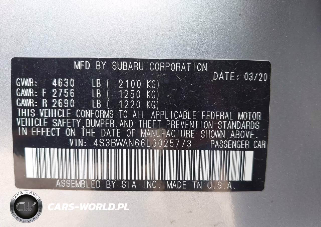 2020 Subaru Legacy Limited VIN:4S3BWAN66L3025773 - 9