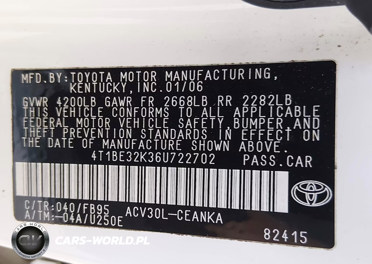 2006 Toyota Camry Le VIN:4T1BE32K36U722702 - 9
